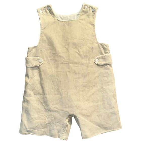 NWOT Claire & Charlie Khaki Linen Shortall Romper with Shirt Cream/Oatmeal 2T - Picture 2 of 7